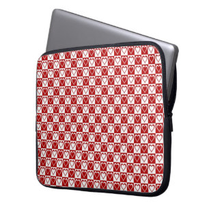 Funda Para Portátil Patrón de cuadros rojos con Corazones
