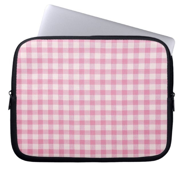 Funda Para Portátil Patrón de cuadros rosa bebé (Frente)