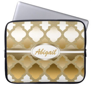 Funda Para Portátil Patrón de cuarzo marroquí del Cuarteto dorado