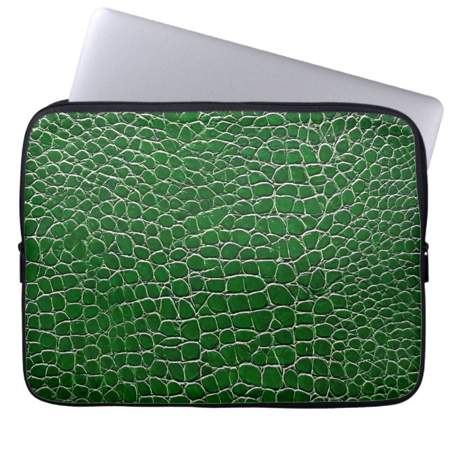 Funda Para Portátil 💻 Patrón de cuero verde Tech profesional 💻 (Frente)