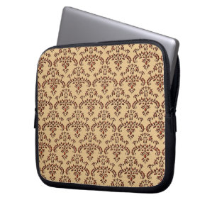Funda Para Portátil Patrón de Damasco Beige y Marrón