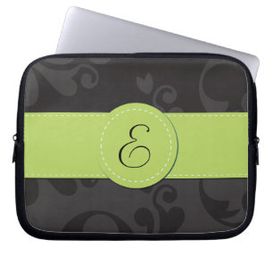 Funda Para Portátil Patrón de Damasco, Damasco gris, monograma