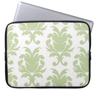 Funda Para Portátil patrón de damasco grande de negrita verde sage