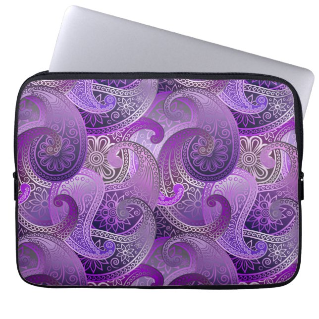 Funda Para Portátil Patrón de Damasco Purple Paisley (Frente)