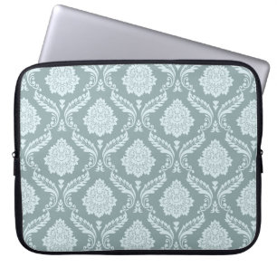 Funda Para Portátil Patrón de damasco rococó azul huevo de pato + verd