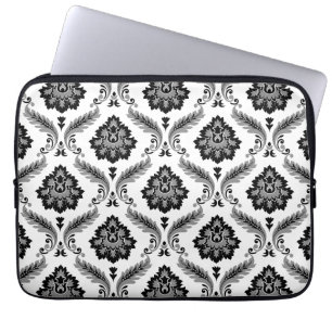 Funda Para Portátil Patrón de damasco rococó gris negro blanco