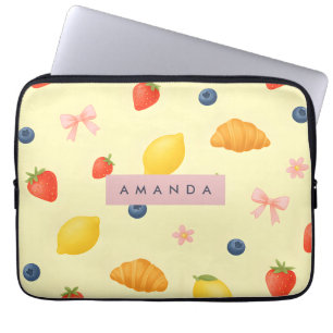 Funda Para Portátil Patrón de desayuno amarillo pastel personalizado