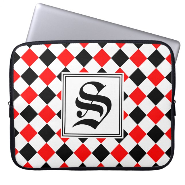 Funda Para Portátil Patrón de diamante #3 Monogramado (Frente)