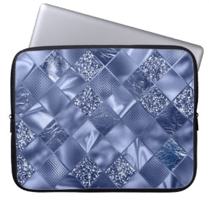 FUNDA PARA PORTÁTIL PATRÓN DE DIAMANTE AZUL SHIMMER