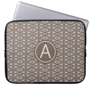Funda Para Portátil Patrón de diamante beige marrón y monograma