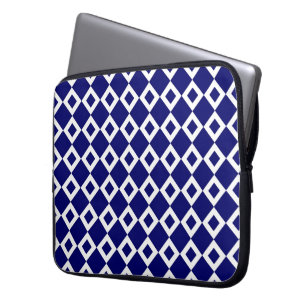 Funda Para Portátil Patrón de diamante blanco y naval