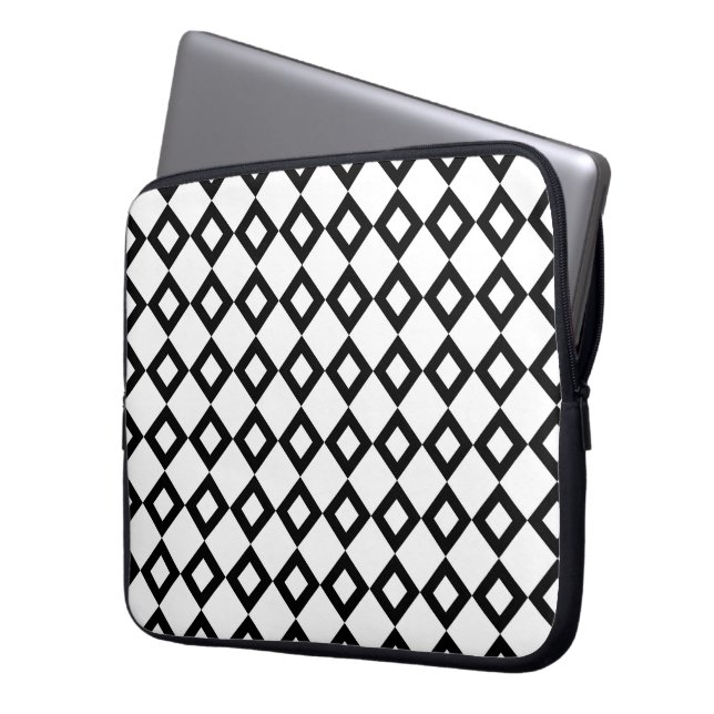 Funda Para Portátil Patrón de diamante blanco y negro (Anverso izquierdo)