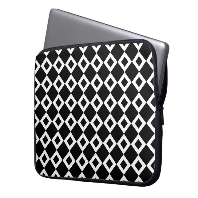Funda Para Portátil Patrón de diamante blanco y negro (Anverso izquierdo)