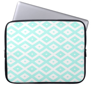 Funda Para Portátil Patrón de diamante blanco y turquesa
