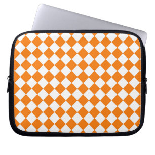 Funda Para Portátil Patrón de diamante del verificador blanco naranja