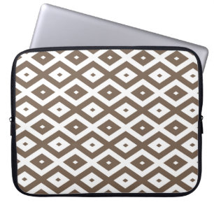 Funda Para Portátil Patrón de diamante marrón y blanco taupe