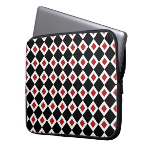 Funda Para Portátil Patrón de diamante negro, blanco y rojo