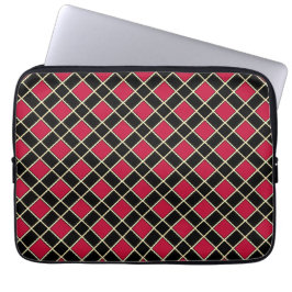 Funda Para Portátil Patrón de diamante negro y rojo