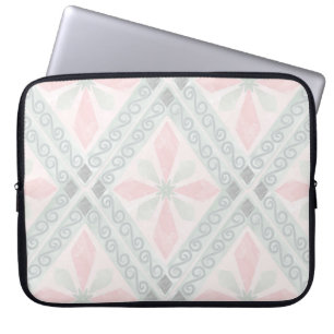 Funda Para Portátil Patrón de diamante pastel verde y rosa