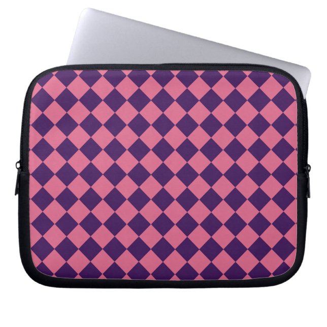 Funda Para Portátil Patrón de diamante Pink Purple Checker (Frente)