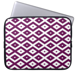 Funda Para Portátil Patrón de diamante púrpura y blanco