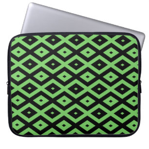 Funda Para Portátil Patrón de diamante verde limón y negro
