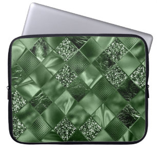 FUNDA PARA PORTÁTIL PATRÓN DE DIAMANTE VERDE SHIMMER
