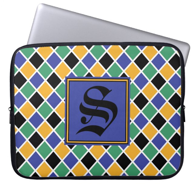 Funda Para Portátil Patrón de diamantes #88 Monogramado (Frente)