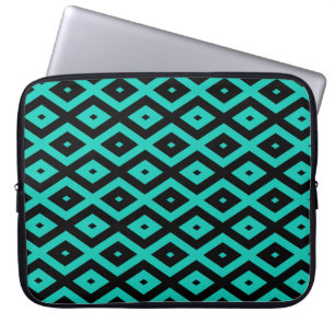 Funda Para Portátil Patrón de diamantes turquesa y negro