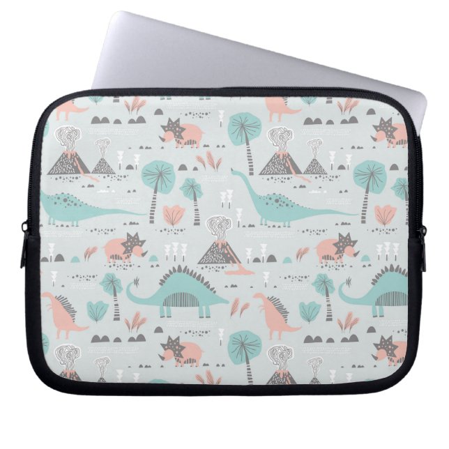 Funda Para Portátil Patrón de dinosaurio de Cute Pastel (Frente)