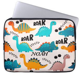 Funda Para Portátil Patrón de dinosaurio lindo Nombre personalizado pa
