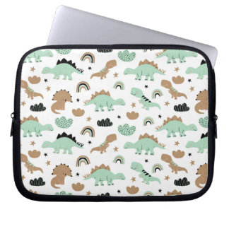 Funda Para Portátil Patrón de dinosaurio verde de menta