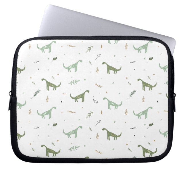 Funda Para Portátil Patrón de dinosaurio verde lindo (Frente)