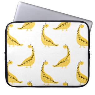 Funda Para Portátil Patrón de dinosaurios amarillos sin fisuras. Funny