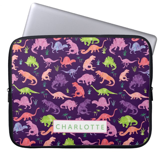 Funda Para Portátil Patrón de dinosaurios de acuarela personalizada Ni (Frente)
