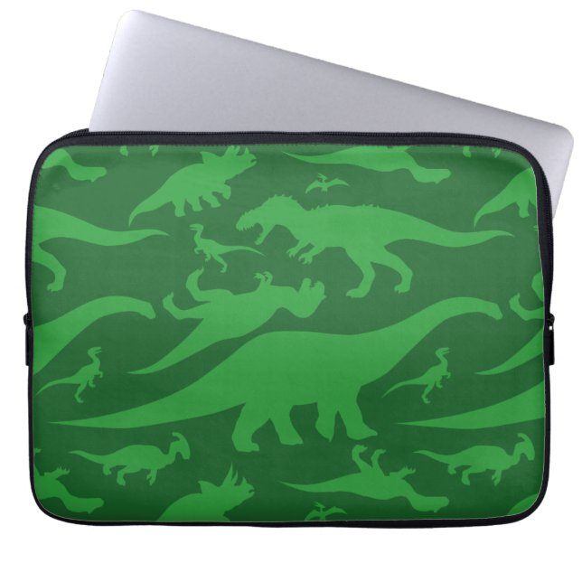 Funda Para Portátil Patrón de dinosaurios verdes (Frente)