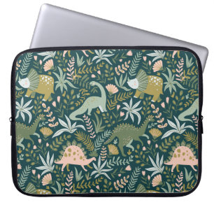 Funda Para Portátil Patrón de dinosaurios verdes