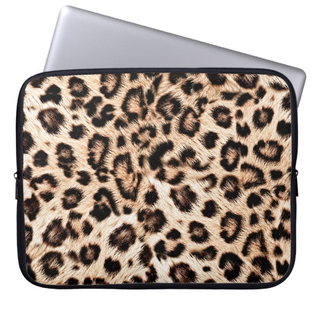 Funda Para Portátil Patrón de diseño de leopardo: Elegancia salvaje. (Frente)
