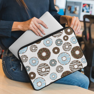 Funda Para Portátil Patrón De Donuts, Donuts Azules, Donuts Marrones