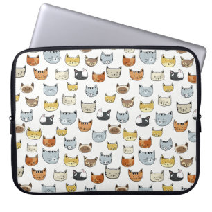 Funda Para Portátil Patrón de doodle de cara de gato