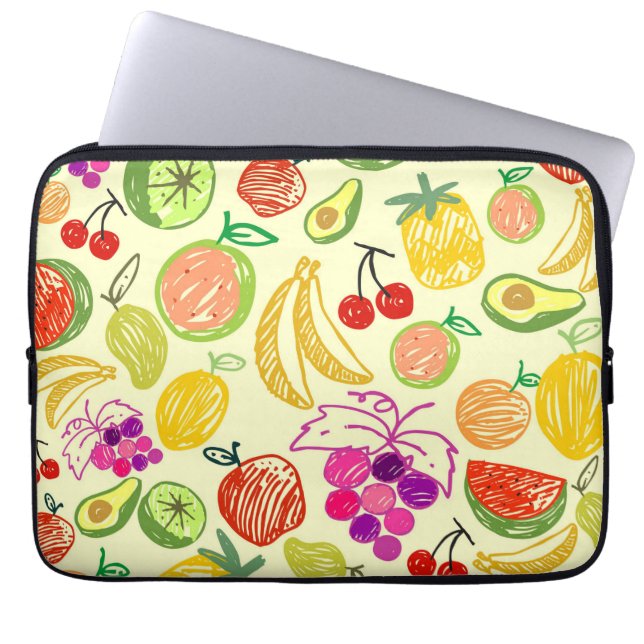 Funda Para Portátil Patrón de Doodle de Fruta Variado (Frente)