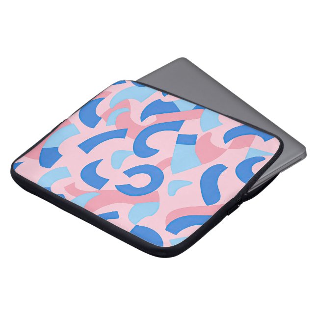 Funda Para Portátil Patrón de Doodle rosa y azul (Superior anverso)