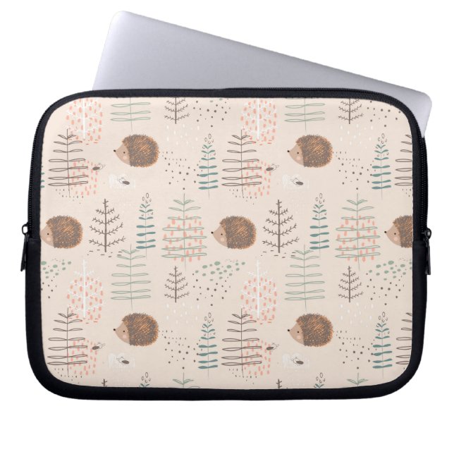 Funda Para Portátil Patrón de edgehog de Cuadros Woodland (Frente)