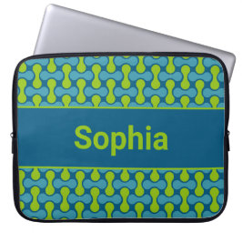 Funda Para Portátil Patrón de enlace retro moderno en azul y verde
