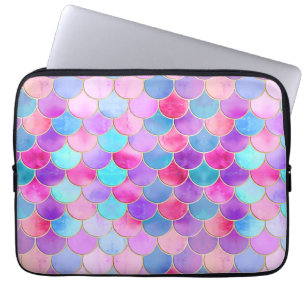 Funda Para Portátil Patrón de escala de sirenas rosa, púrpura y Aqua