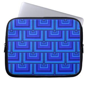 Funda Para Portátil Patrón de escalas cuadradas de franjas azules