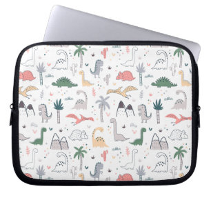 Funda Para Portátil Patrón de escena de Dinosaurio Divertido Pastel