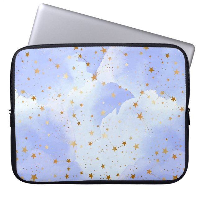 Funda Para Portátil Patrón de estrella dorada de Lavendar (Frente)