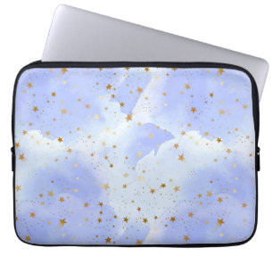 Funda Para Portátil Patrón de estrella dorada de Lavendar
