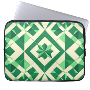 Funda Para Portátil Patrón de estrella geométrica verde esmeralda
